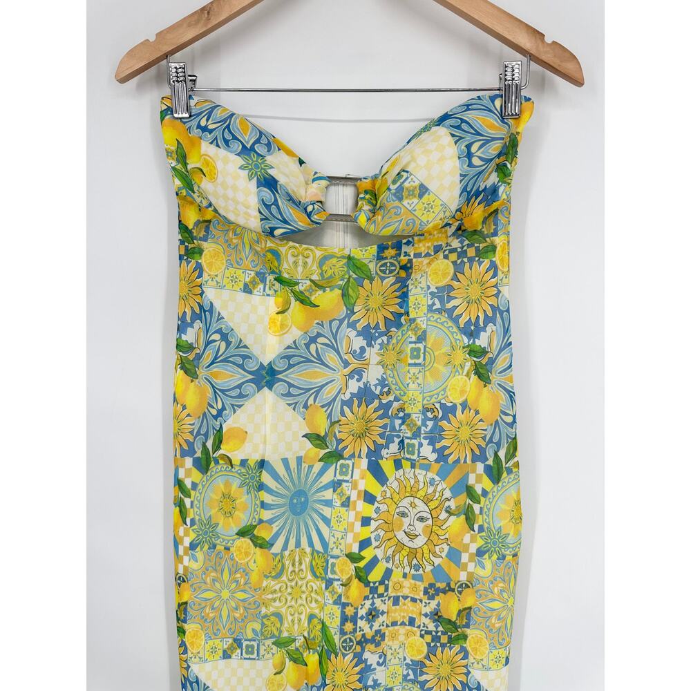 REVOLVE Strapless Floral Cutout Maxi Dress in Yellow & Blue - Picture 6 of 11